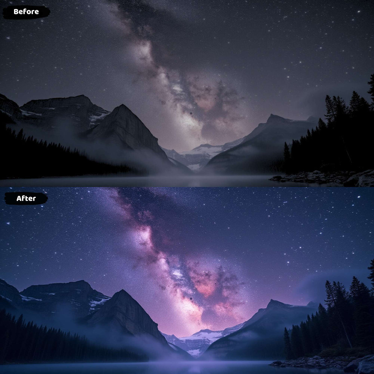 milky-way-mountain-lake-lightroom-preset-before-after